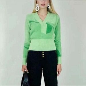 House Of Sunny Green Suburban Knit Detachable Sleeve Convertible Sweater Size 8‎